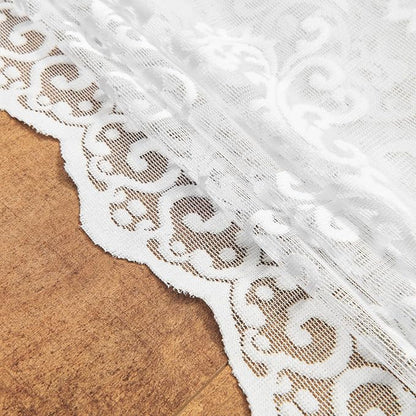 White Lace Curtains 80 Inches Long 2 Panels Paisley Pattern Victorian Lace - Image 8