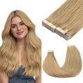 GOO GOO Tape in Hair Extensions Human Hair, 7 Bronde, 10inch 60g 40pcs, Skin Weft Seamless Invisible, Silky Straight with Thick Ends, Remy Human Hair