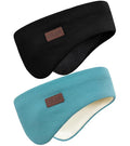 Winter Ear Warmer Headband for Men Women Double-Layer Knit Ear Muffs Cover with Fuzzy Lining for Running and Cycling (Black, Blue, One Size)