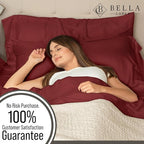 Bella Coterie | Luxury King Size Pillowcase Set | 100% Organically Grown Bamboo Viscose | Ultra Soft | Cooling | 2 Pcs [Merlot]