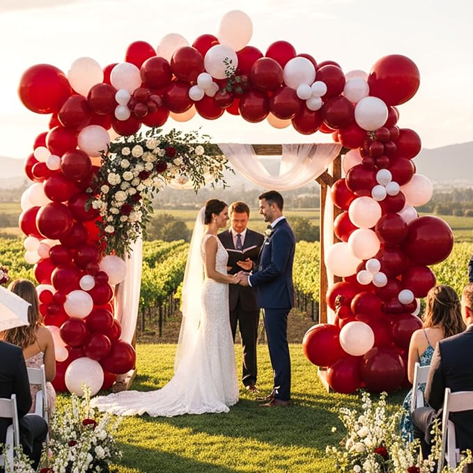 RUBFAC Ruby Red Balloon Arch Kit 154pcs Crimson Balloons Different Sizes | - Image 7