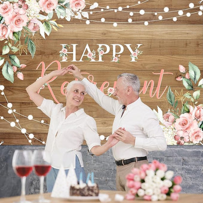 Mocsicka Rustic Retirement Backdrop Women Happy Retirement Party Decorations - Image 7