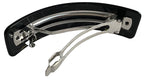 French Amie Volume Black Large Curved Handmade Strong Grip Celluloid Automatic Hair Clip Barrette (Black Finish)