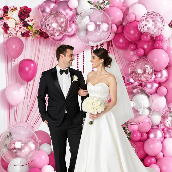 Ouddy Party 149Pcs Hot Pink White Balloon Garland Kit 18 12 10 5Inch | - Image 7