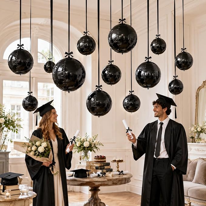 Black Round Foil Balloons - Image 8