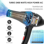 Hair Dryer, Professional Ionic Blow Dryer with Diffuser for Curly Hair,2400W Powerful Fast Drying Hairdryer Blowdryer for Women Men Home Salon Hair Styling,Constant Temp Low Noise