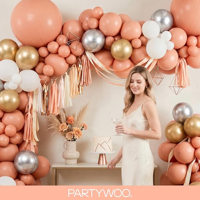 PartyWoo Peach Balloons 140pcs Light Orange Pink Color 18 12 10 5 Inch | 18 12 - Image 9