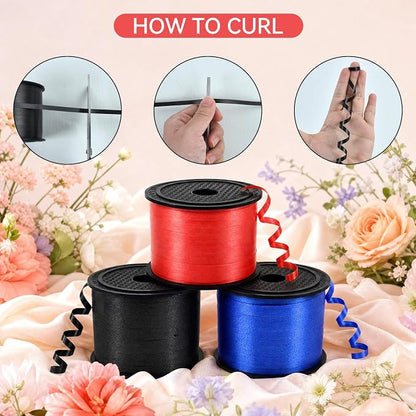 TONIFUL Red Black and Blue Curling Ribbon Balloon String Gift Wrapping | 300 - Image 6