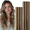 VINBAO Invisi Edge Tape in Extensions Human Hair Dark Brown Highlighted Caramel Blonde 14in 20pcs 40g Injected Tape in Hair Extensions Pro Quality 14inch #4P27