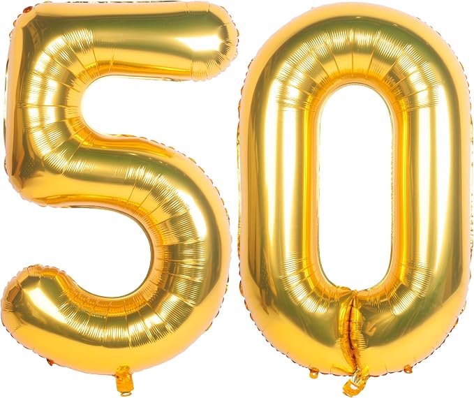 40 Inch gold Number Balloons 50 Helium Foil Mylar Balloon | Birthday Party by Exquisitehighqualitypartydecorationstomeetyoureveryneed%EF%BC%81