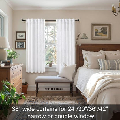 Pitalk White Curtains 38 Inch Width - Image 2