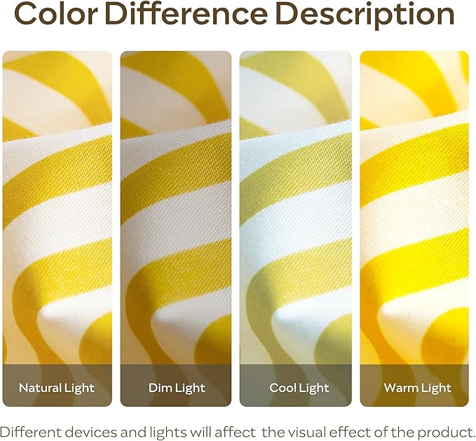 JELLYMONI 100% Natural Cotton Striped King Pillowcases Set, 2 Pack Bright Yellow Stripes Pattern Printed Pillow Covers with Envelope Closure(Pillows are not Included)