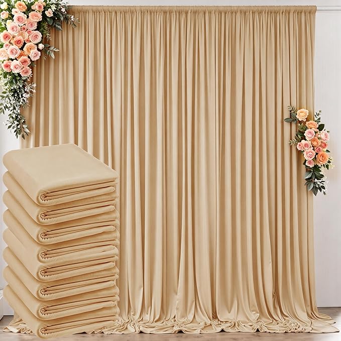 40 ft x 10 ft Wrinkle Free Champagne Backdrop Curtain by Outpain
