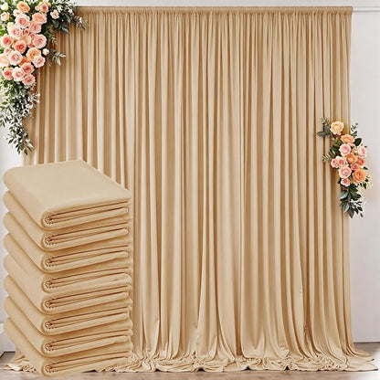 40 ft x 10 ft Wrinkle Free Champagne Backdrop Curtain by Outpain