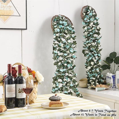 Artificial Flower Garland 8pcs 8.2ft Floral Rose Vine Decor, Hanging Faux Roses - Image 2
