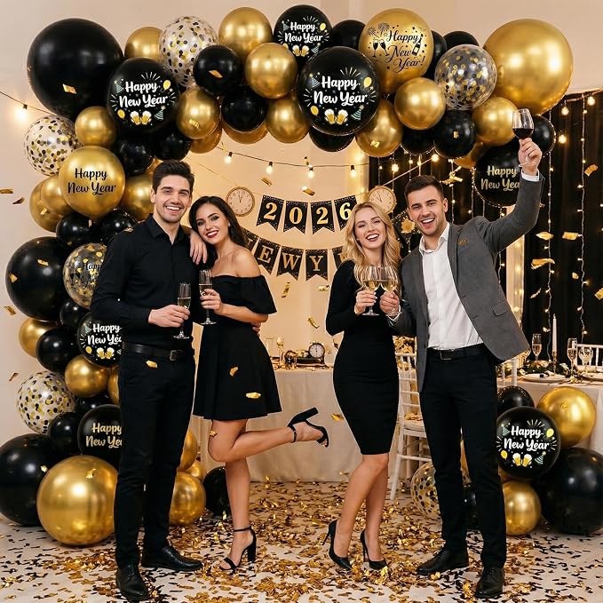 Happy New Year Balloons, New Year Printed Confetti Ballons - Image 7