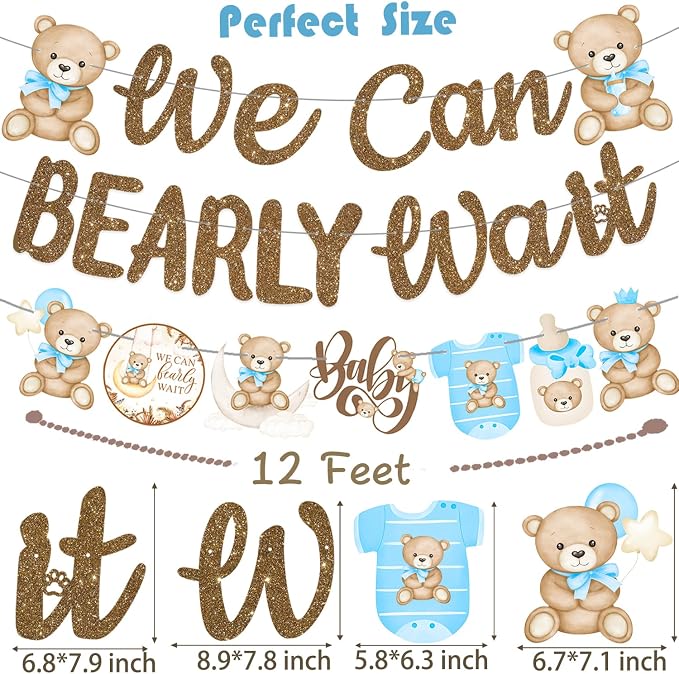 CANDY CHEF We Can Bearly Wait Banners Bear Baby Shower Banner Teddy Bear Baby - Image 3
