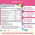Mama's Select Postnatal Vitamins – Boosts Hair Recovery, Milk Supply, & Wellness – Allergen-Free, Vegan, MTHFR Friendly, Methylated Folate & B Vitamins, Easy-to-Swallow, No Biotin - 30 Capsules