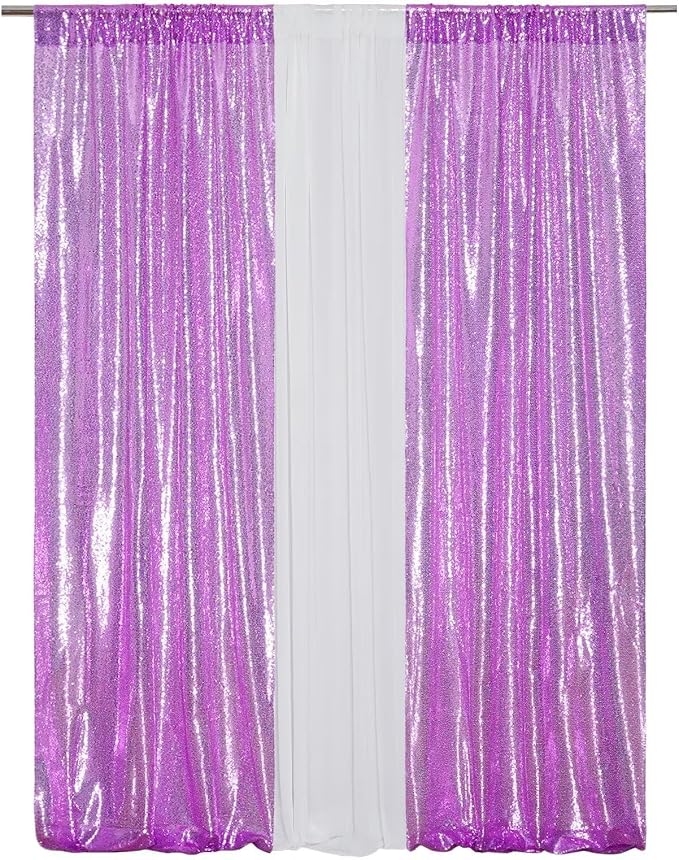 Eternal Beauty Lavender Sequin Backdrop Curtains, 2 Panels 2x8FT | 3mm Sparkle - Image 3