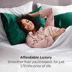 Bedsure King Size Satin Pillowcase Set of 2 - Dark Green Pillow Cases for Hair and Skin with Envelope Closure, Similar to Silk Pillow Cases, Gifts for Women, 20x36 Inches, 2pcs