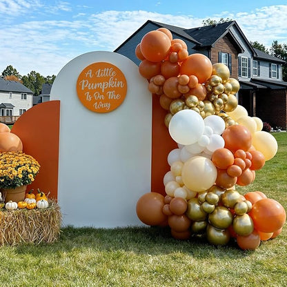 Orange Gold Balloons, 12 Inch Burnt Orange White Balloons - Image 6