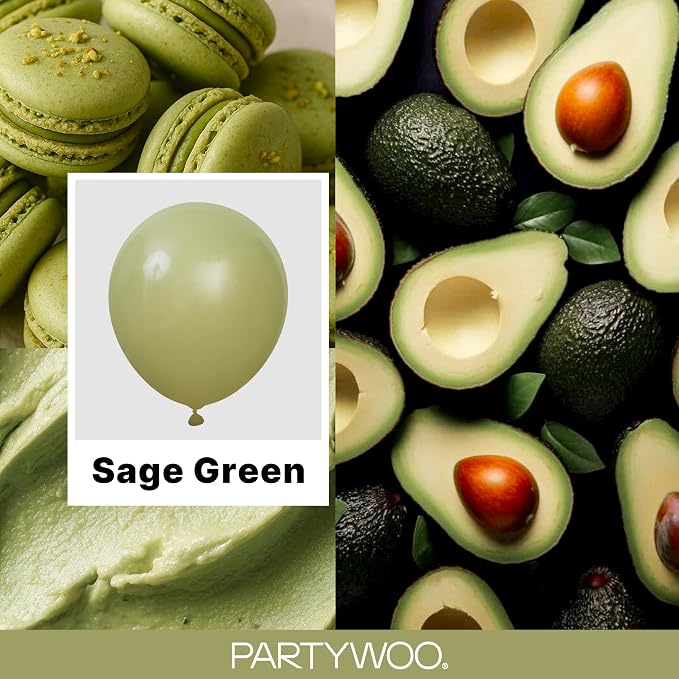 PartyWoo Sage Green Balloons 155pcs Different Sizes of 18 12 10 5 Inch Olive - Image 2