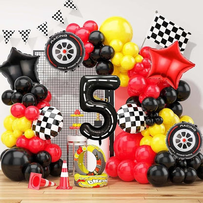 Race Car Balloons, 40 Inch Racetrack Number 5 Balloon, Big Number Balloons Black - Image 5