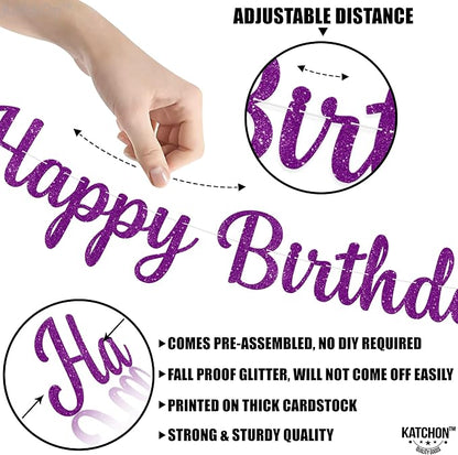 KatchOn Purple Happy Birthday Banner 10 Ft - Image 3