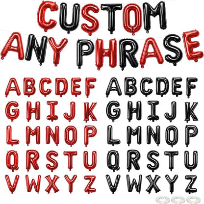 52 Pcs Letter Balloons Black Red Balloon Banner 16 Inch 2 Sets A- Z Alphabet by Togvu