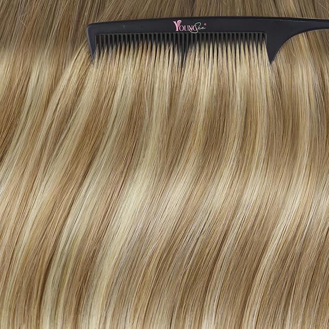 YoungSee Human Hair Tape in Extensions Balayage Tape in Hair Extensions Human Hair Extensions Tape in Ombre Brown to Platinum Blonde Invisible Tape-in Hair Extension Human Hair 14In 20pcs 50g Straight