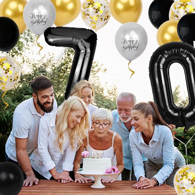 70th Birthday Decorations for Men Women, 40 inch 70 Balloon Numbers - Image 3