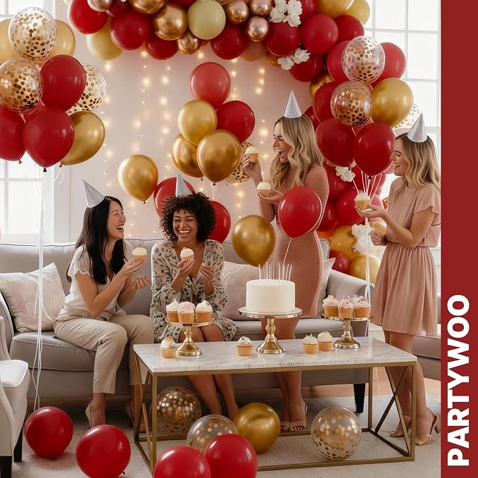 PartyWoo Red and Gold Balloons 66pcs Matte Red Metallic Gold Balloons | - Image 7