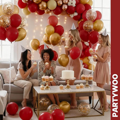 PartyWoo Red and Gold Balloons 66pcs Matte Red Metallic Gold Balloons | - Image 7