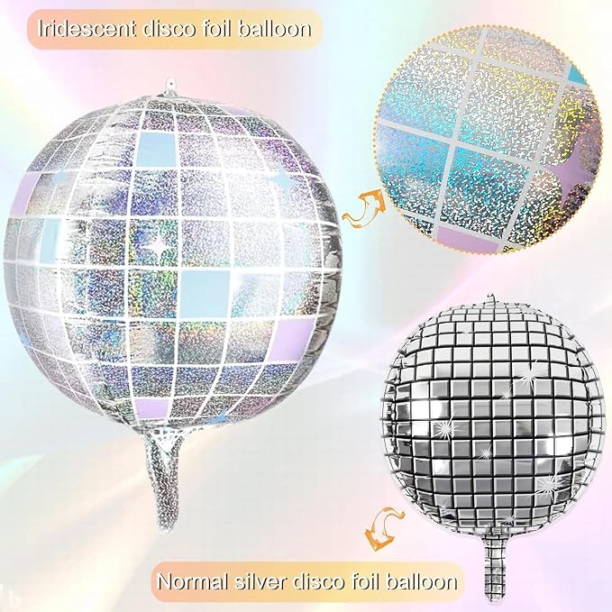 Disco Ball Balloons for 70s 80s Disco Party Decorations, 22 Inch Large 4D - Image 5