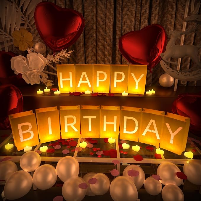 Happy Birthday Decorations, Include Light up Letters, by Peledic