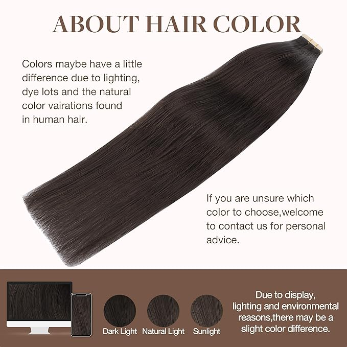 GOO GOO Tape in Hair Extensions Human Hair, 2A Light Brown, 22inch 100g 40pcs, Skin Weft Seamless Invisible, Silky Straight with Thick Ends, Remy Human Hair