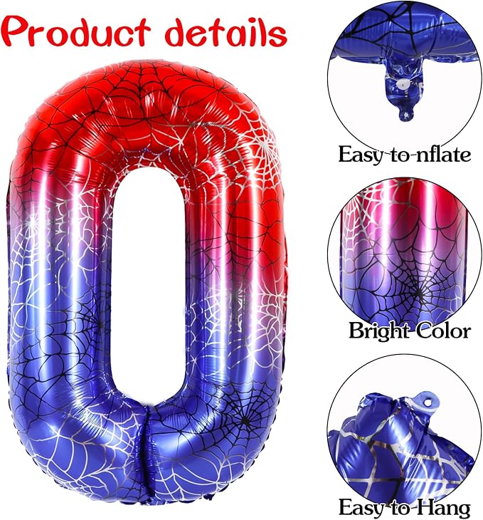40 Inch Red Blue Number 0 Balloon - Image 3