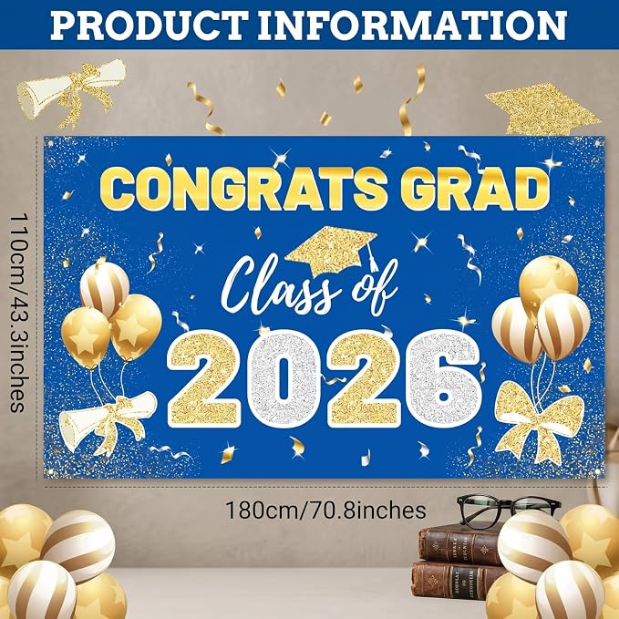 2026 Graduation Backdrop Blue - Image 2