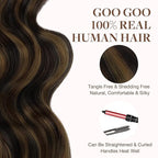 GOO GOO Tape in Hair Extensions Human Hair, 2/6/2 Balayage Dark Brown to Chestnut Brown, 14inch 50g 20pcs, Thick Ends Straight Seamless, Invisible