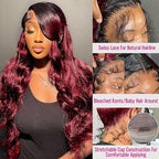 250% density 1b 99j Burgundy Lace Front Wigs Human Hair Red Burgundy Wig Human Hair 13x6 HD Body Wave Lace Front Wigs Human for Women burgundy ombre lace front wig human hair