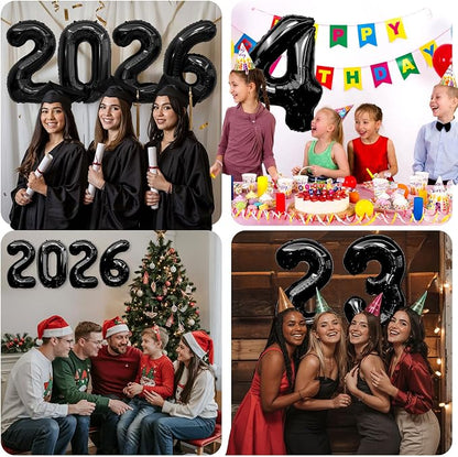 Black Number Balloons 20 Balloon Numbers 20th Number Balloon Foil Mylar Party - Image 7