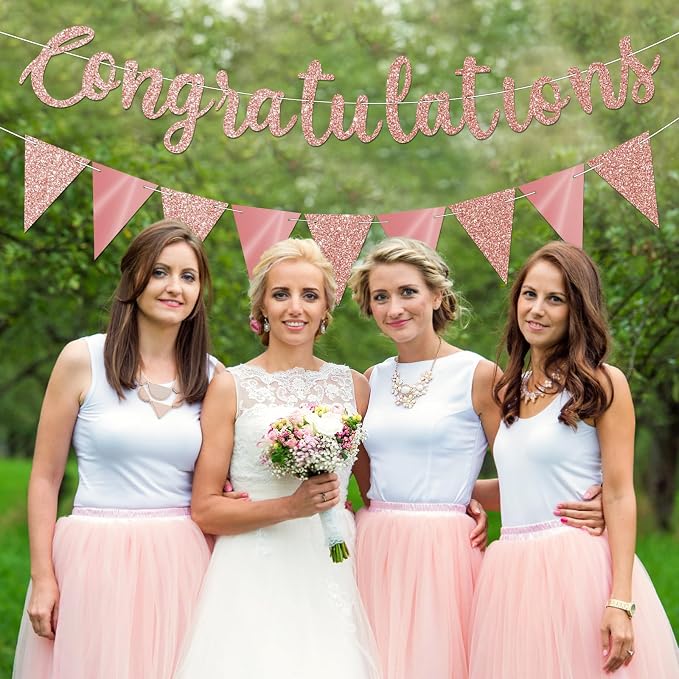 Glitter Rose Gold Congratulations Banner - Image 7