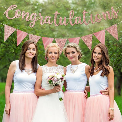 Glitter Rose Gold Congratulations Banner - Image 7
