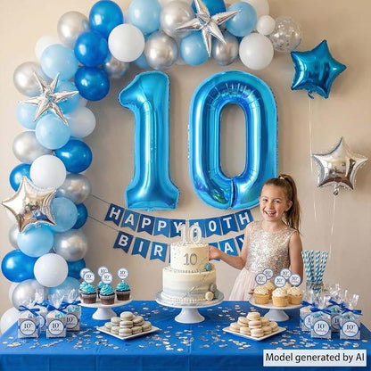 Light Blue Number 10 Balloon 40 Inch, Foil Numeral - Image 2