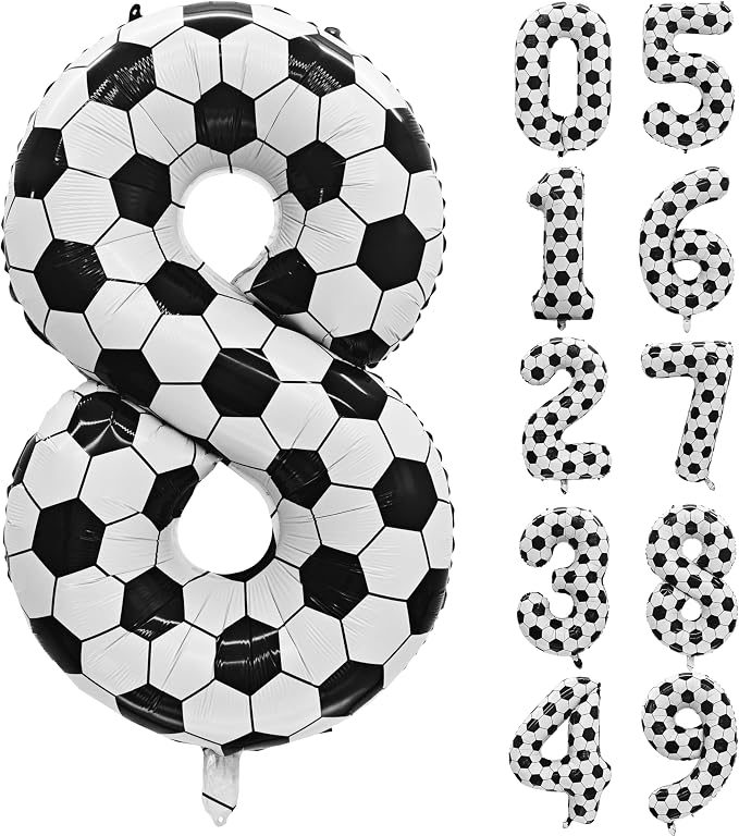Black White Soccer Number 8 Balloon 8nd Birthday Decoration 40in 8 Balloon | by Exquisitehighqualitypartydecorationstomeetyoureveryneed%EF%BC%81