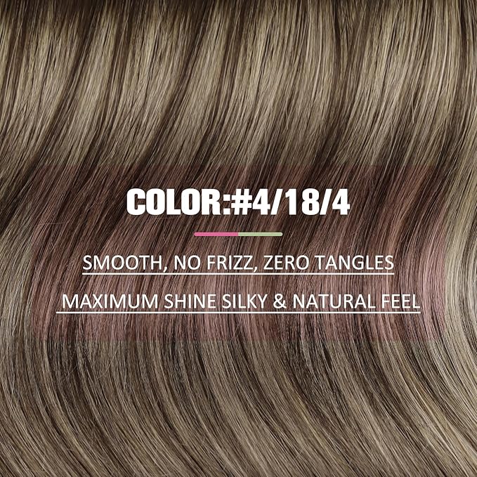 YoungSee Human Hair Tape in Extensions Dark Brown Tape in Hair Extensions Human Hair Balayage Tapes ins Human Hair Extension Dark Brown Ombre Ash Blonde Tape-in Hair Silky Straight 20 Inch 20pcs 50g