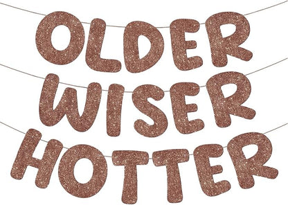 Fulmoon Set of 3 Pre Strung Older Wiser Hotter Glitter Banner Funny Birthday by Fulmoon