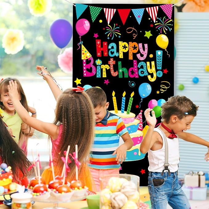 Tatuo Colorful Happy Birthday Banner Door Cover Porch Sign Happy Birthday - Image 6