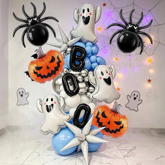 9PCS Halloween Balloons Set Ghost Pumpkin Spider BOO Balloons Decor | Includes - Image 3