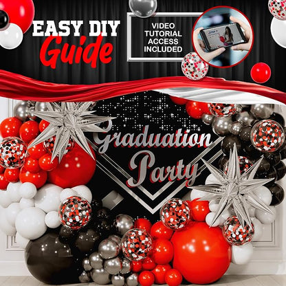 ALL-IN-1 Red Black and White Balloon Arch Kit - Image 4